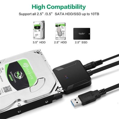 เครื่องแปลงฮาร์ดดิสก์ SSD แผ่นฮาร์ดไดรฟ์ความเร็วสูง2.5/3.5นิ้วอเนกประสงค์สายเชื่อมต่อ USB 3.0เป็น SATA