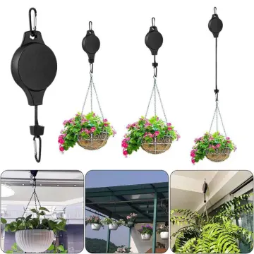 2 x Indoor or Outdoor Hanging Basket Pulleys - Strong Retractable