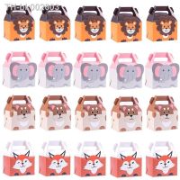 ☏❇ 10/20pcs Safari Birthday Favors Boxes Lion Fox Elephant Zoo Animals Theme Happy Birthday Treat Boxes Candy Kids Party Decoration