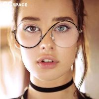 ┇∋ 54042 Round Half Frame Anti Blue Light Metal Optical Glasses Frames Women Fashion Computer Eyeglasses