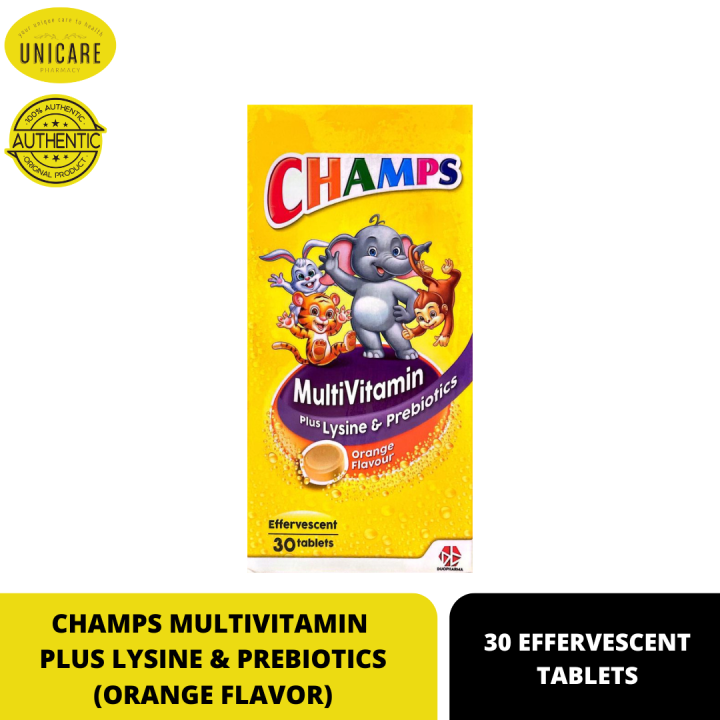 CHAMPS MULTIVITAMIN PLUS LYSINE & PREBIOTICS 30 EFFERVESCENT TABLETS