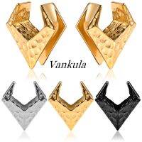 Vankula ปลั๊กหูสำหรับอานม้าทรงสามเหลี่ยม,ทำจากสเตนเลสจำนวน2ชิ้นสำหรับเครื่องประดับแบบเจาะขยายหู