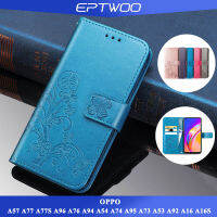 EPTWOO สำหรับ OPPO A57 A77 A77S A96 A76 A94 A54 A74 A95 A73 A53 A92 A16 A16S A16K A16E A15 A15S A93 A9 A5 2020 A12 A12E A3S A5S A7 A37 A39 A83 โทรศัพท์ฝาครอบกรณี Slim Folio 3D Emboss ดอกไม้ Faux หนังกระเป๋าสตางค์กับการ์ดสล็อต SYC-01