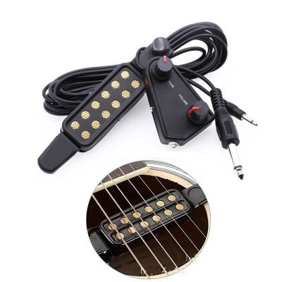 12-hole Acoustic Guitar Sound Hole Pickup Magnetic Transducer with Tone Volume Controller Audio Cable Guitar Parts &amp;amp Guitar Bass Accessories