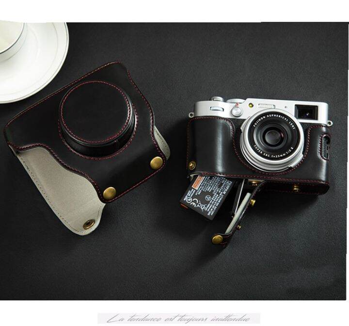 กระเป๋าใส่กล้องถ่ายรูป-x100v-หนัง-pu-สุดหรูสำหรับ-fuji-xe4-x100v-fuji-กระเป๋าป้องกัน-x100f-พร้อมสายคล้องเคสแบตเตอรี่ขนาดเล็ก