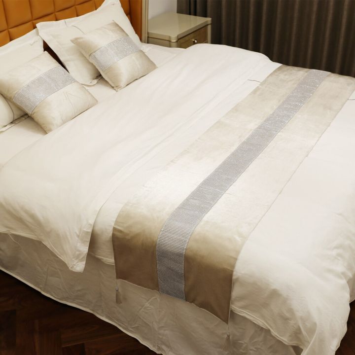 ผ้ากำมะหยี่ลายคลื่นหยักศกผ้าคลุมเตียงกำมะหยี่ประดับเพชร50x180cm-ผ้ากำมะหยี่ลายคลื่นสองมิติธงตกแต่งโรงแรมในบ้านสำหรับเตียง