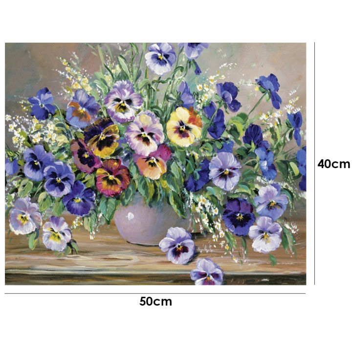 ภาพวาดภาพวาดสีน้ำมันดอกไม้ผ้าใบชุดdiyดอกไม้ผ้าใบน้ำมันภาพงานศิลปะติดผนังบ้าน