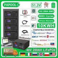 Lifepo4 200Ah 48โวลต์10กิโลวัตต์ชุดแบตเตอรี่51.2โวลต์120Ah 100Ah รอบ6000 16วินาที200A BMS เครื่องมอนิเตอร์ PC 32ขนานรับประกัน10ปีสหภาพยุโรปไม่ต้องเสียภาษี