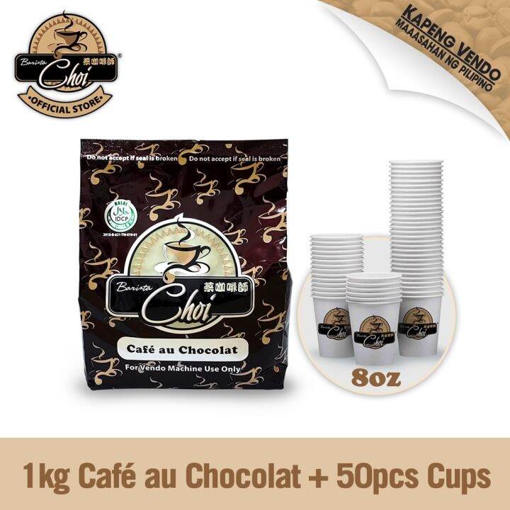 Barista Choi Vending Machine Supplies 1kg Cafe au Chocolat and 50pcs