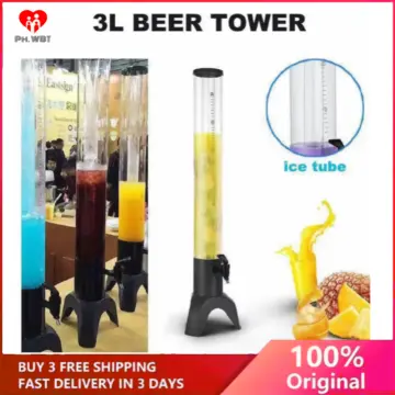 3L Beer Tower Dispenser w/ 3 nozzles/Taps Cold Drinks Juice