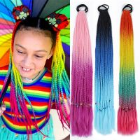 【YP】 AZQUEEN Synthetic Colored Braided Ponytail Hair Extension Color Braids Tail With Elastic Band Girl  39;s Pigtail