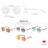 BARCUR Polarized Brand Design Zebra Wood Temple Women Sunglasses Hexagon Metal Frame Men Glasses UV400 Free Wood Case