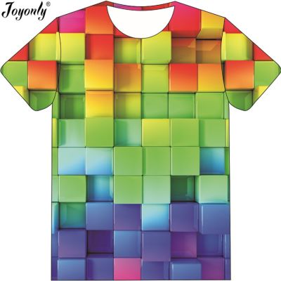 Joyonly Funny 3D Print Children Tshirts Lattice Colorful Short Sleeves T Shirt Casual 2022 Summer Boys Girls Cool Tops