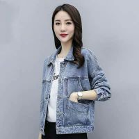 利Denim Jacket Women Korea Style 2022 Autunm and Winter New Fashion Set with Diamonds Embroidery Denim Coat Women Loose Casual Cowboy Jacket Women