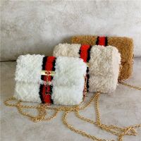 hot style Hyunas same hand-woven bag coral velvet mesh diy plush shoulder crossbody