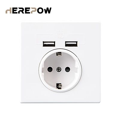 Herepow เต้ารับเครื่องใช้ในบ้านไฟฟ้า Usb Google ช่องเสียบ16A ช่องมาตรฐาน EU 110V-250V ช่องเสียบไฟฟ้า USB คู่พอร์ตชาร์จ