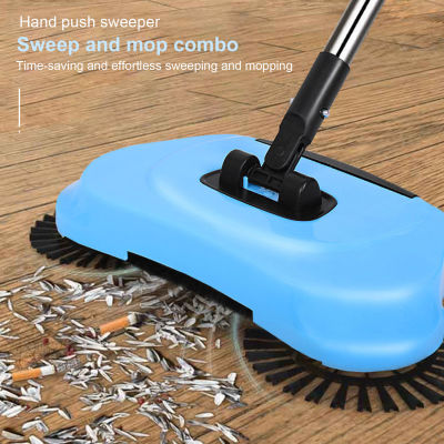 Hand Push Sweeper Floor Soft Broom Dustpan Set Household 2-in-1 Adjustable Mop Brush with Garbage Bin Household Vacuum Cleaner