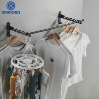 Black /Matte Folding Drying Racks Balcony Clothes Rail Household Single Clothing Drying Rack Coat Hanger Aluminum Kmmoun