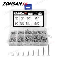 ZONSANTA 400 Buah M2 Set Alat Aneka Sekrup Stir Kepala Datar Silang Aneka Set Sekrup Kuku Benang Kayu DIY Countersunk Kepala Scres Smal