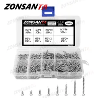 ZONSANTA 400 Buah M2 Set Alat Aneka Sekrup Stir Kepala Datar Silang Aneka Set Sekrup Kuku Benang Kayu DIY Countersunk Kepala Scres Smal