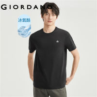 GIORDANO ผู้ชาย เทคโนโลยีขั้นสูงความรู้สึกเย็นน้ำแข็งออกซิเจนเย็นถักนิตติ้งเสื้อยืดคอกลมแขนสั้น Free Shipping 01023408