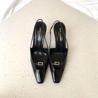 SL 90 MM LUNA SLINGBACK PUMPS IN PATENT LEATHER