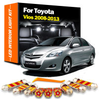 หลอดไฟ LED ภายใน8ชิ้นสำหรับโตโยต้า Vios 2008 2009 2010 2011 2012 2013 Canbus หลอดไฟรถยนต์โดมในร่มลำต้นโคมไฟข้อผิดพลาดรถฟรีไฟ