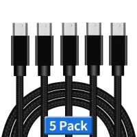 5Pack 1M 2M 3M Micro 5Pin Usb Cable Fast Charging 2.4A Fabric Nylon Cables Wire For Samsung s6 s7 note 2 4 htc lg xiaomi huawei Cables  Converters