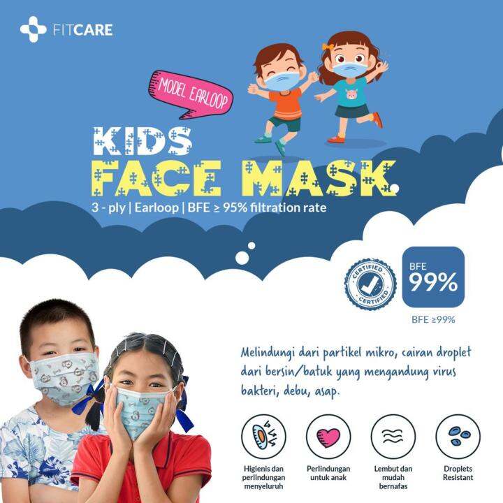 Masker 3ply Kids Fitcare Isi 50pcs | Lazada Indonesia