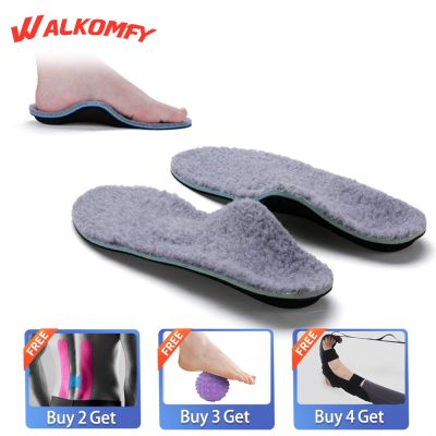 Walkomfy Winter Warm Arch Support Insoles Men Women Orthotic Insole Shoe Insert For Severe Flat Feet Plantar Fasciitis Heel Pain Shoes Accessories