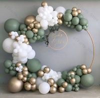 Retro Green White Balloon Garland Arch Wedding Decoration Gold Latex Air Balloons Pack Baby Shower Birthday Party Balloons Decor Balloons