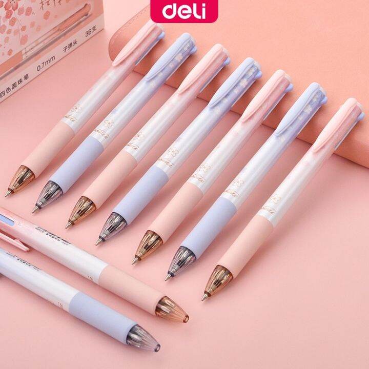 Deli 4 In 1 Ballpen 0.7mm Multicolor Press Ballpoint Pen Student ...