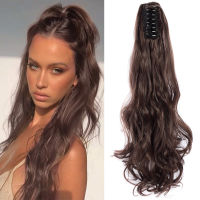 【2023】Azqueen Heat Resistant Synthetic tai Hair 22"; Wavy Claw Clip in Golden black Hair Extensions tail 【hot】