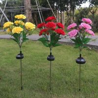 ดอกไม้สวนไฟแสงอาทิตย์ LED กลางแจ้ง Carnation 7หัวกันน้ำ Lampu Hias พลังงานแสงอาทิตย์พลังงานสนามสนามหญ้าทางเดินงานแต่งงาน