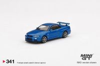 MINIGT 1:64 Skyline GT-R R34 V-Spec II Bay Shore blue alloy model