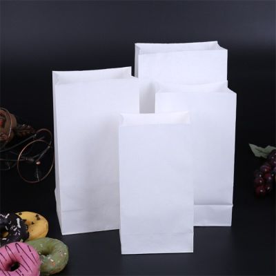 50Pcs White Kraft Paper Bags Food Holiday Gift For Sandwich Bread Candy Recyclable Party Dry Packaging