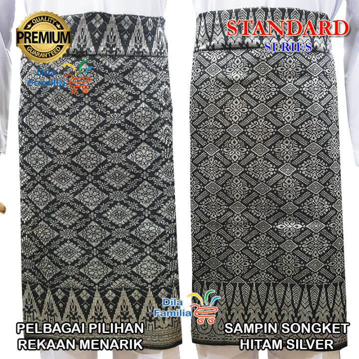 Sampin Songket Siap Jahit 2 Meter Samping Exclusive Tenun Hitam Emas