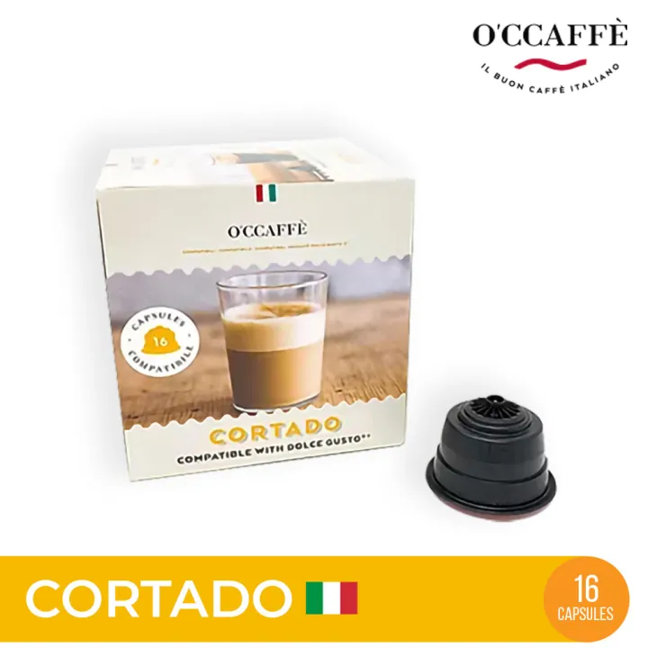 Occaffe Dolce Gusto Compatible Coffee Capsules Cortado 16 Pods, Italy