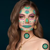 Facial Makeup Sticker Special Waterproof Temporary Tattoos Stickers Day Of The Dead Face Tattoos Face Dress Up Halloween Tattoo