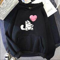 Sudaderas con capucha de dibujos animados de Simons Cat para hombres y mujeres, sudaderas de Anime, ropa de Manga linda, bolsillo gráfico, ropa de calle, forro polar suave