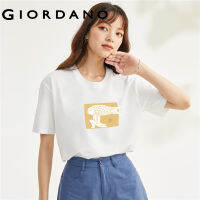 GIORDANO Women Han Art Stone Series T-Shirts Short Sleeve Print Tee Crewneck Comfort 100% Cotton Casual Fashion Tshirts 99393064GHYJ