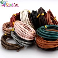 ✒ OlingArt 4MM 2M Round Genuine Leather Cord/Wire Brown Black Women Earrings Bracelet Choker DIY Necklace Jewelry Making