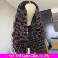 【jw】✶✤ Loose Deep Human Hair Wigs 180 28 Inch 5x5 Closure Wavy