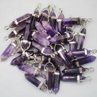 Amethyst Pendant Natural Stone Crystal Pillar Pendulum Pendants Necklaces for Making Jewelry 12 24 36 Pcs Accessories Wholesale