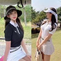 Original Korean Masterbunny golf womens white small pleated skirt slim-fitting mid-sleeve knitted top J.LINDEBERG Titleist DESCENNTE Korean Uniqlo ✻✇