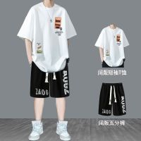 【July hot】 Teenager summer wide version suit boys short-sleeved T-shirt half-sleeved new middle and high school students trendy leisure sports