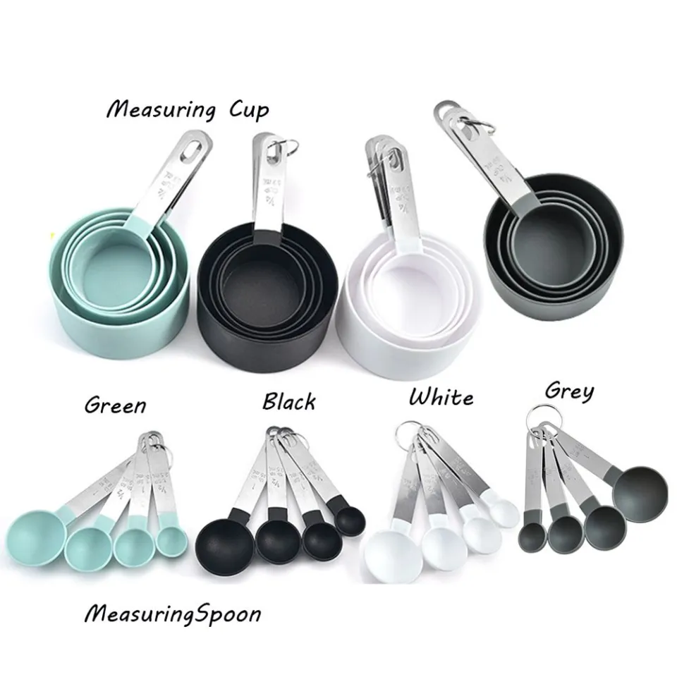 Green on Black Measuring Cups and Spoons Set