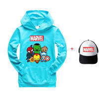 เสื้อมีฮู้ด MARVEL สำหรับเด็กเด็กผู้ชายเด็กผู้หญิงเสื้อกันหนาวมีฮูดพิมพ์ลายแขนยาวเสื้อผ้าเด็กสำหรับฤดูใบไม้ร่วงเด็กผู้ชาย65% ผ้าฝ้าย + เส้นใยโพลีเอสเตอร์35% 0000