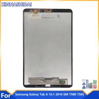 เครื่องอ่านพิกัดหน้าจอสัมผัสสำหรับ P580 SM-T580 10.1 Galaxy Tab A Samsung ชุดประกอบจอ LCD P585ทดสอบดิจิไทเซอร์หน้าจอ LCD ของแท็บเล็ต