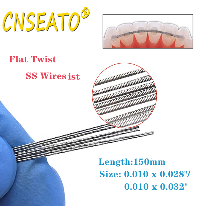 10Pcs Dental Lingual Retainer Wire Stainless Steel Flat Plate Orthodontic Twist Archwire Coaxial
